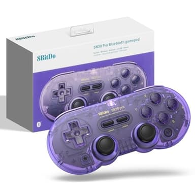 8BitDo SN30 PRO Manette de Jeu Bluetooth Compatible Avec Switch PC, Upgrade Hall Effect Joystick, Manette de Jeu Sans Fil pour PC, Windows, Android, macOS, Steam, Raspberry Pi (Violet Transparent)