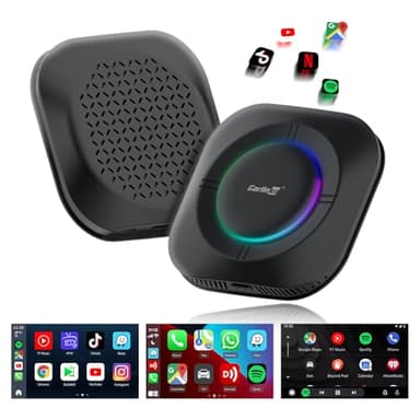 CarlinKit Tbox S2 Android 13 AI Box Adaptateur de Voiture Sans Fil et Android pour Véhicules CarPlay Filaires, 4 Go de RAM + 64 Go de ROM