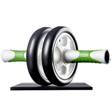 Ultrasport Abdominal Trainer, AB Wheel, AB Roller, appareil d'entraînement domestique peu encombrant pour les muscles abdominauxIdéal avec double roue et tapis de sol pour les genoux (Verte)