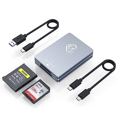 Lecteur de Cartes mémoire Double Emplacement CFexpress Type A et SD, Adaptateur USB 3.2 Gen 2 Type A 10 Gbit/s avec câble USB-C vers USB-C/USB-A, Compatible Windows/Mac/Linux/Android (EU)