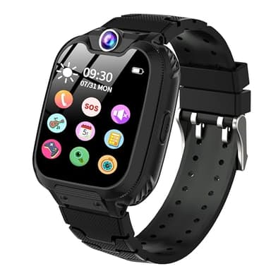 JUBUNRER Montre Connectée Enfant - Jeux MP3 Apel Montre Enfant Garcon Fille à écran Tactile Caméra Alarme SOS Vidéo Calculatrice Calendrier avec SD Card Cadeau Noël Anniversaire Enfants