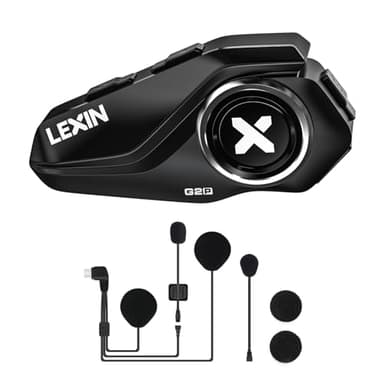 LEXIN G2P Intercom Moto Bluetooth avec 4 Coques Remplaçable, Communication Système, Réduction de Bruit, Kit Main Libre Moto, Oreillette Bluetooth pour Motocyclette/ATV/Vélo