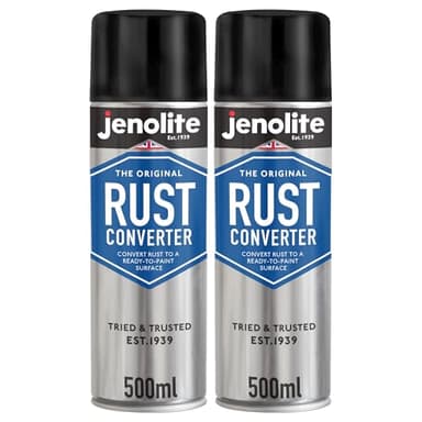 JENOLITE Convertisseur de Rouille Spray | 2 x 500ml | Traitement Antirouille pour Métal | Antirouille Carrosserie | à Base d'Époxy Convertisseur de Rouille