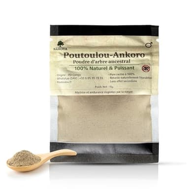 Poutoulou Ankoro – 100% Naturel – Aphrodisiaque Africain (Congo) – Retardatant naturel - Alternative Spray/Gel Chimique – qualité pure (sans mélange) - 15g
