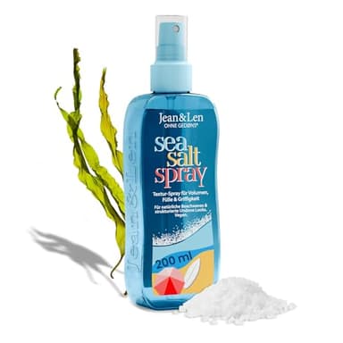 Jean & Len Sea Salt Spray pour volume, volume et adhérence, avec extrait de sel de mer et d'algues, pour les looks Beachwaves & Undone Looks, sans silicone ni parabène, végétalien, 200 m