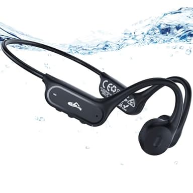 Guudsoud Casque Conduction Osseuse,Écouteur Natation À Bluetooth 6.1,Ecouteur IP68 Waterproof Natation,Lecteur MP3 avec mémoire intégrée de 32 Go,Écouteur Natation pour Course à Pied,Cyclisme - Noir