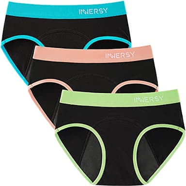 INNERSY Culotte Menstruelle Adolescente Slip Périodique pour Ado Fille 14 Ans Lot de 3 (14 Ans, Noir Coloré)