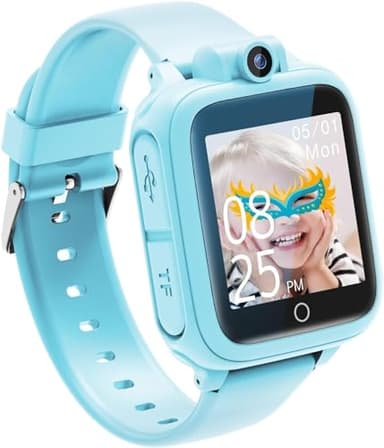 Awatty Montre Intelligente, Jouet 3 4 5 6 7 8 9 10 11 12 Ans, Caméra Rotative à 90°, 14 Jeux, Montre Connectée Garçon, Jeux Enfant Grands Cadeau Fille Garçon (Bleu)