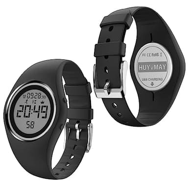 HUYVMAY Montre pour Enfants et Femmes avec podomètre, Montre-Bracelet de Fitness sans Bluetooth/Applications, Montre Rechargeable avec 2 sirènes, Compte à rebours, chronomètre, Compteur de Pas