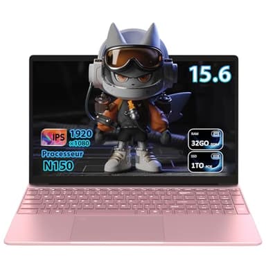 Pryloxen Ordinateur Portable Ultra-Fin 15,6" FHD IPS - Processeur Celeron N150 3,4 GHz, 32 Go DDR4/1 to SSD, Clavier Rétroéclairé, Wi-FI 5G & Endurance 8000 mAh (360 × 275 × 18 mm, 1,679 kg)
