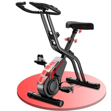 CURSOR velo d appartement pliable, 5-en-1 velo appartement pliable, équipé d'une résistance silencieuse à 16 niveaux. vélos d'appartement avec surveillance de la fréquence cardiaque et écran LED