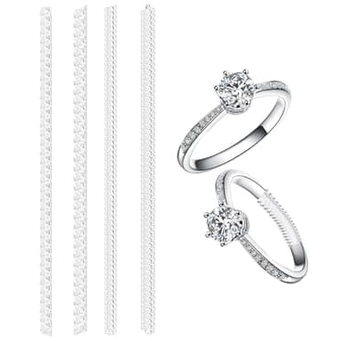 4 Pièces Reducteur Bague,Ajusteurs pour Bagues,Lot de 4 Tailles Réducteurs de Bagues,Ajusteur de Bague,Ajusteur Bague Invisible Reducteur Bague,pour Les Bagues Hommes et Femmes(Transparent)