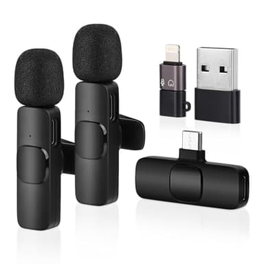 2pcs Micro Cravate sans Fils, MXTIMWAN Microphone sans Fil, Microphone Plug-Play, Mini Micro, Micro Cravate pour iPhone/Android et Ordinateurs Portables pour Le Vlog, Youtube, TikTok et Plus