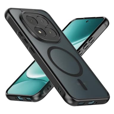 Cresee Coque pour Xiaomi Redmi Note 15 Pro Plus 5G (Note 15 Pro+ 5G) et Poco M8 Pro 5G, Magnétique Compatible avec Magsafe, Étui Rigide Mat Translucide avec Bumper TPU Antichoc Housse Case, Noir