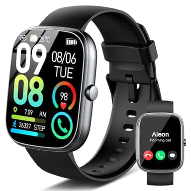 Montre Connectée Homme Femme avec Appel Bluetooth, 1.91'' HD Smartwatch avec 110+ Sportifs Moniteur Sommeil Fréquence Cardiaque SpO2 Podometre Smart Watch, Etanche IP68 Montre Sport pour Android iOS
