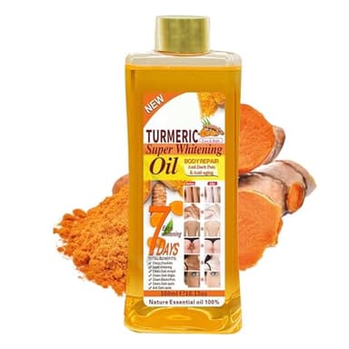 Huile de curcuma douce 7 | 300 ml d'huile de curcuma pour blanchir la peau | Huile corporelle douce 7 éclaircissante intensive | Huile super blanchissante au curcuma profondément hydratante A