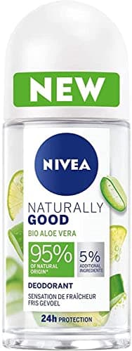 NIVEA NATURALLY GOOD Déodorant Femme Aloe Vera Bio Bille 50 ml, déodorant avec 95% d’ingrédients d’origine naturelle, roll-on fraîcheur 24h