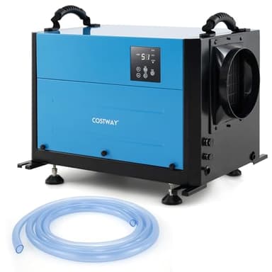 COSTWAY Déshumidificateur Professionnel, Déshumidificateur Industriel avec 3 Modes Minuterie de 24 H Tuyau de Vidange et Dégivrage Automatique, pour Entrepôt Sous-sol (58,5 L/Jour,Bleu)