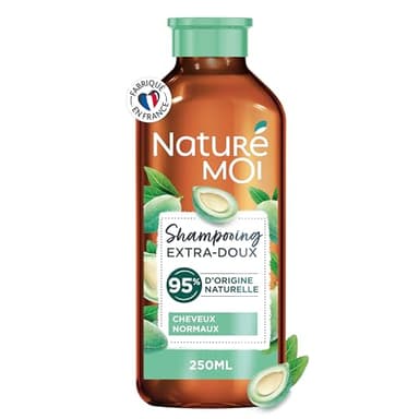 Naturé Moi - Shampooing Extra Doux - Soin des Cheveux poue le Normaux - Sans Sulfate - Amande Douce Bio - Douceur et Brillance - 95% d'Origine Naturelle - 250 ml - Fabriqué en France