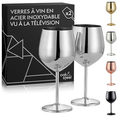 OS Oak & Steel ENGLAND Verres À Vin Élégants En Acier Inoxydable Dorés (Argent)