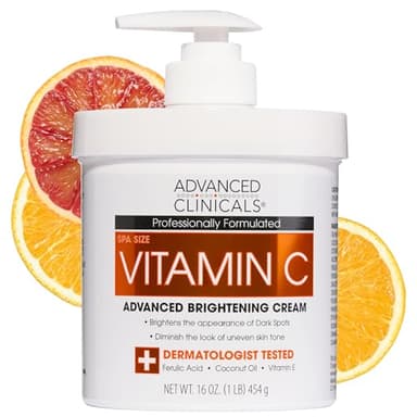 Advanced Clinicals Vitamin C, Advanced Brightening Cream, 16 oz (454 g)