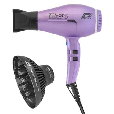 Parlux Alyon Special Edition Pack avec diffuseur MagicSense, sèche-cheveux professionnel aux ions négatifs, puissant et léger Fabriqué en Italie Couleur : violet mat.