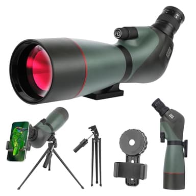 Longue-Vue Zoom Haute Puissance avec Adaptateur Téléphone, Trépied, Sac, Télescope Oculaire Incliné 45°, pour Tir Cible, Observation Oiseaux et Chasse