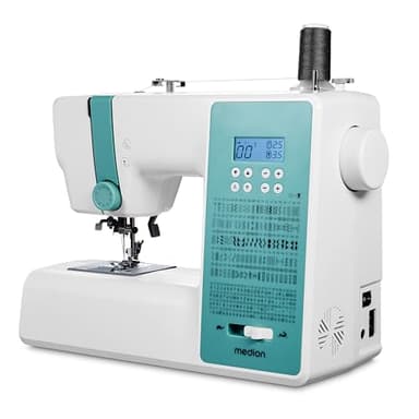MEDION Machine à coudre numérique SD36 (36 watts, longueur et largeur de point réglables, 270 motifs de points, lumière de couture LED, enfileur automatique, bouton d'inversion, coupe-fil, MD11881) tu