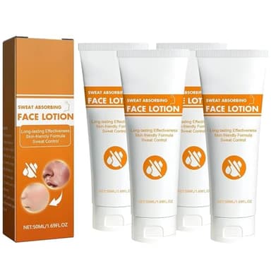 Lotion crème anti-transpirante et absorbante pour le visage Douce pour la peau Produit anti-transpirant pour le visage, le front et les peaux grasses Rafraîchissante et longue durée (4 pcs)