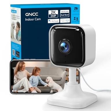 GNCC 2K 3MP Camera Interieur Maison 2.4G/5GHz WiFi, Mini Camera Surveillance WiFi Interieur pour Bébé/Chien/Chat/Animaux, Vision Nocturne Infrarouge, Détection IA, Audio Bidirectionnel, Alexa