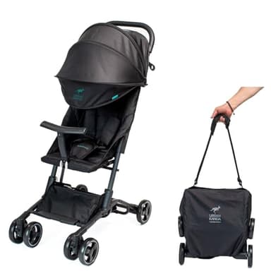 Urban Kanga Bandicoot Buggy de Voyage Ultra-Compact – Dimensions Cabine selon Compagnie, Légère & Résistante, Jusqu’à 22 kg, avec Sangle & Housse, Noir Midnight