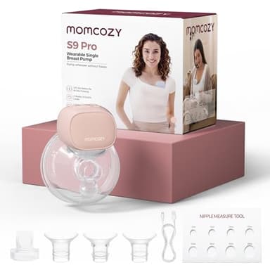 Momcozy S9 Pro Tire Lait Electrique Actualisé, Tire-lait Mains Libres Avec Batterie à Longue Durée et écran LED, Tire Lait Portable Avec 2 Modes et 9 Niveaux - 24mm (Rose, 1 Pack)