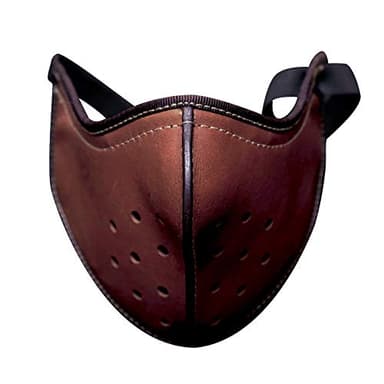 LQQSTORE Punk - Masque en cuir pour la bouche et le nez - Lavable - Protège-dents de moto - Coupe-vent - Respirant - Protection du visage - Pour homme - Marron