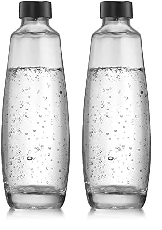 Sodastream Carafe en Verre pour Machine à Eau Pétillante Duo, Transparente, Bouteille en Verre Compatible Lave-vaisselle, 1 L (Lot de 2)