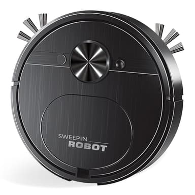 Générique Aspirateur Robot Laveur,Robot Aspirateur Laveur 3 en 1,Navigation Intelligente,Ultra-Mince Silencieux,Adapté aux Poils d'animaux,Idéal pour Tapis Sols Durs -Noir