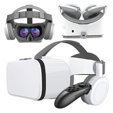 Casque VR, Casque de Réalité Virtuelle avec Contrôleur et Écouteurs pour Enfant Adulte Jouer Jeu 3D Film, Ensemble Lunettes Casque VR Sans Fil Universel Bundle pour Smartphones IOS Android Windows