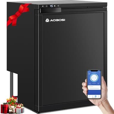AAOBOSI 65L Glaciere Electrique, Glaciere a Compression avec APP, Eclairage LED, 12V/24V, Glacière Électrique Jusqu'à -20°C, Pour Voitures, Camions, Caravanes, Bateaux, Camping et Voyages