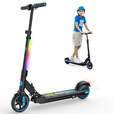 EVERCROSS EV06C Trottinette électrique, 6,5'' Trottinette électrique Pliable pour Enfants 6-12 Ans, Vitesse maximale 15 KM/H, Affichage LED, Lumières LED Colorées, Trottinette Légère pour Enfants
