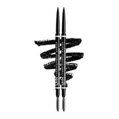 NYX Professional Makeup Crayon à Sourcils Micro Brow Pencil, Crayon Ultra-Fin Double-Embout avec Mine Rétractable et Goupillon, Lot de 2, Teinte : Black (08)