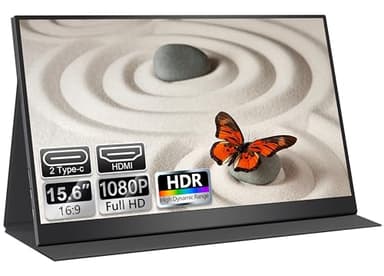 UFYQL Écran Portable 15,6" Full HD IPS 1080P Mat, Ultra-Leger, Compatible avec Laptop/PC/MacBook/Téléphone/Xbox/PS4/PS5/TV, Ports HDMI/USB-C, Étui de Protection & Montage VESA