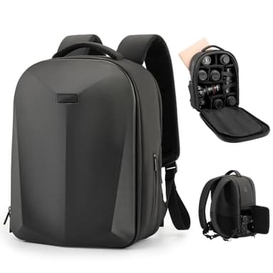 Cwatcun Sac à Dos pour Appareil Photo Sac à Dos Photo étanche à Coque Rigide Sacoche Professionnelle pour Appareil Photo DSLR/SLR sans Miroir, Compatible avec Appareil Photo Sony Canon,Noir