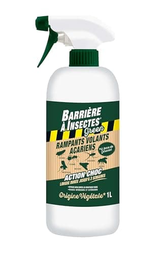 BARRIERE A INSECTES GREEN Vaporisateur contre les Insectes Rampants, Volants, Acariens, Actif d'origine végétale, Prêt à l'emploi, 1 L, BARBIOSEC1000