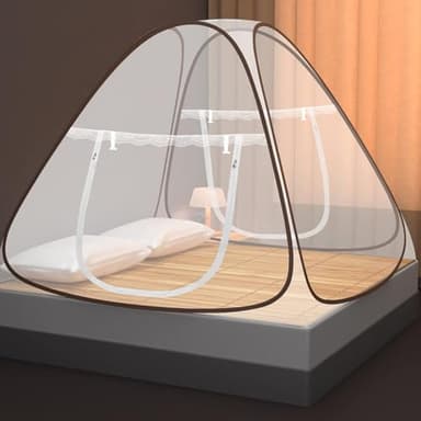 Faburo Moustiquaire de Lit Pliable 1,5m x 2m x 1,5m, Dôme Portable avec Double Fermeture Éclair, Tente Anti-Moustiques pour Camping et Voyage