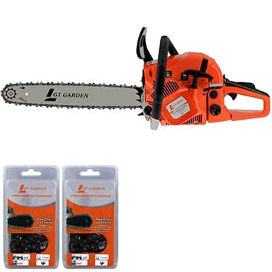 GT Garden Tronçonneuse Thermique 62 cm3, 3.5 CV, Guide 45 cm, 2 chaînes