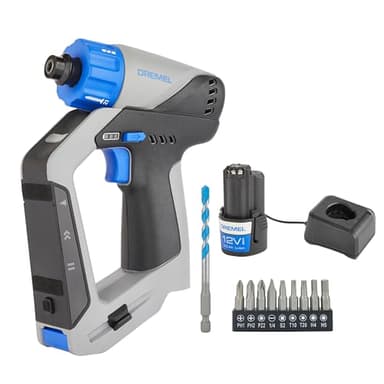 Dremel Blueprint 12V Perceuse-visseuse sans fil 3-en-1 avec détecteur de montants intégré, niveau laser et à bulle amovible, 9 embouts de vissage, 1 foret multi-matériaux
