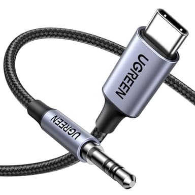 UGREEN 1M Câble USB C Jack 3.5mm TRS Stéréo Auxiliare Voiture Nylon Tressé Compatible avec iPhone 17 Pro Max Air 16 iPad Galaxy S25 S24 S23 A55 Pixel 9 8 7 Adaptateur Casque Type C Audio DAC (Gris)