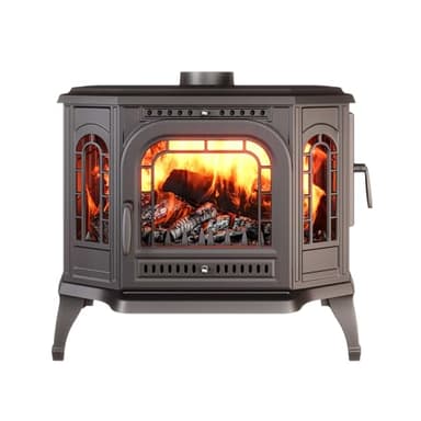 Poêle à bois autonome en fonte noire, ouverture réversible droite/gauche – P7 PB (10,5 kW) ECO (Ouverture droite)