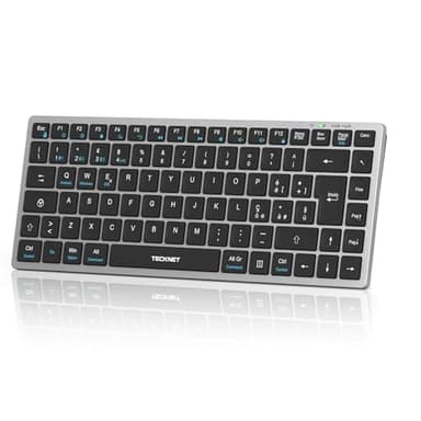 TECKNET Clavier Bluetooth rechargeable sans fil pour Windows et Android Smart TV, disposition italienne QWERTZ, silencieux et ultra fin