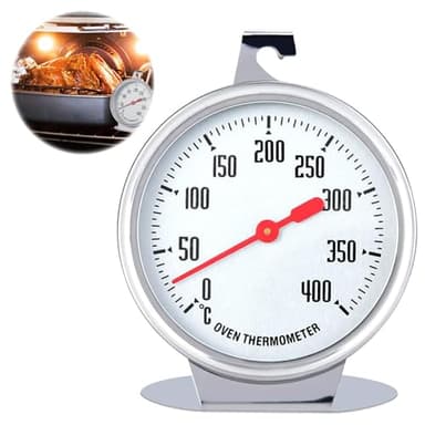 Thermometre Four,Thermometre Cuisine,Plage de mesure de 0°C à 400°C,Thermomètre Four en Acier Inoxydable avec Grand Cadran,Parfait pour Cuisiner