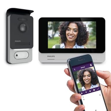 Philips WelcomeEye Connect 2, Visiophone Filaire connecté 7’’ Tactile, Installation 2 Fils, accès RFID, Contrôle Portail & portillon, Wi‑FI Smartphone, Vision Nocturne, Enregistrement visiteurs